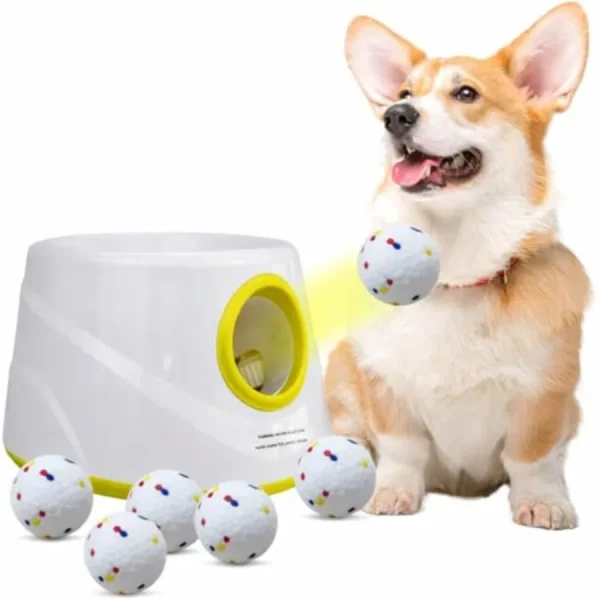 Auto Ball Launcher. USB rechargeable, 3 launch distances 15, 30, 45 ft